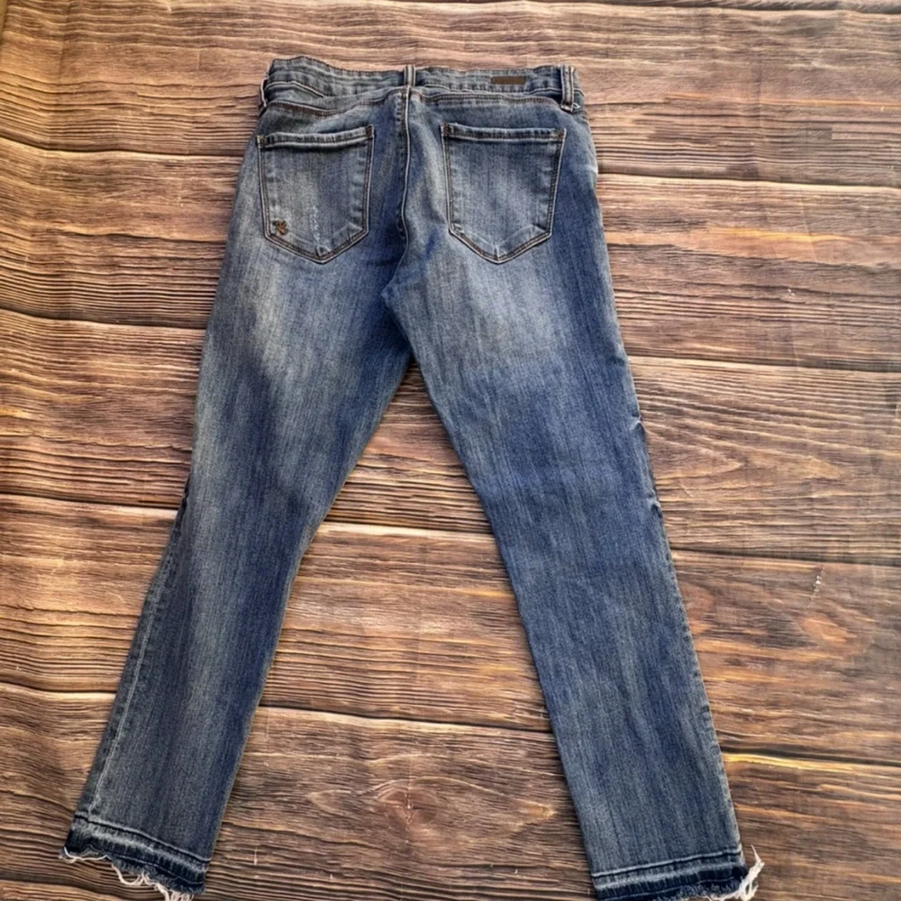 Kut From The Kloth Reese Ankle Straight Leg Jeans Women’s Sz 4 Blue Distressed - Picture 2 of 10